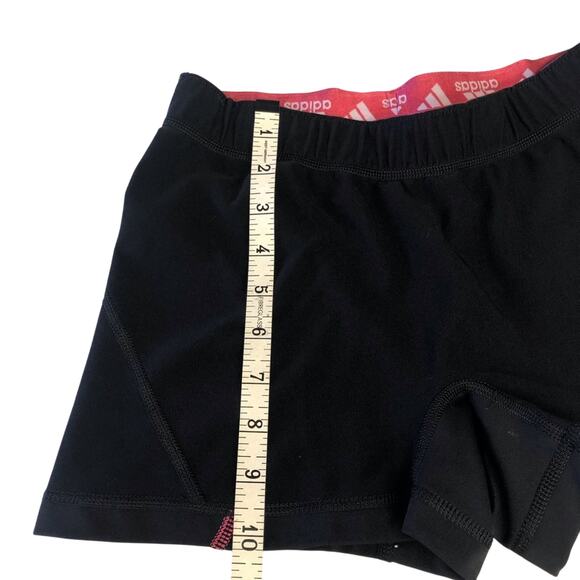 Adidas Black Stripe Activewear Running Shorts Pink Logo and Top Stitching - Picture 8 of 16